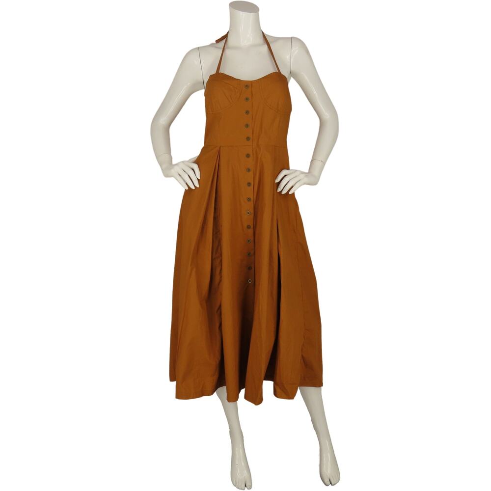 Genuine People Button Down Midi Rust Dress NWT